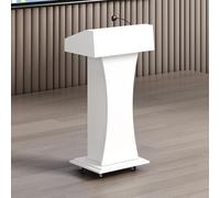 Floor Standing Mobile Podium Stand, Wooden Hostess Stand for Teacher Speaker Lecture Classroom Presentation, Wedding Speech Mic Stand, Church Pulpit Stand for Meeting Room Auditorium
