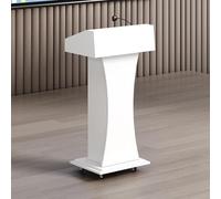 Floor Standing Mobile Podium Stand - Wooden Hostess Stand for Teachers, Speakers, and Presentations - Church Pulpit Stand for Meeting Rooms and Auditoriums