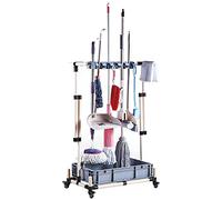 Floor Standing Mop Broom Holder,Floor-Mounted Mop Drain Rack,Cleaning Tool Cart,Laundry Room Organization,Broom And Mop Holder Put Wet Mops Movable Commercial M