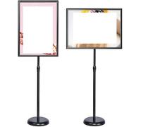 Floor Standing Poster Sign Stand, 28-48 inch Adjustable Floor Sign Holder Rotatable Base for A2 A3 A4 Black Indoor/Outdoor(A2)