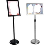 Floor Standing Poster Sign Stand, A2-A4 Aluminum Floor Sign Menu Display Stand Adjustable Height Nero Silver(Nero,A4)