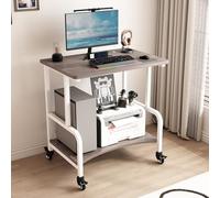 Floor-Standing Printer Stand with Storage Desktop,Home Mobile Under Desk Printer Stand,2-Tier Under Desk Printer Table,Metal Frame 3-Layer Storage Multifunction Printer(Gray/white,23.6in/60cm)