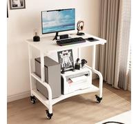 Floor-Standing Printer Stand with Storage Desktop,Home Mobile Under Desk Printer Stand,2-Tier Under Desk Printer Table,Metal Frame 3-Layer Storage Multifunction Printer(White,31.5in/80cm)