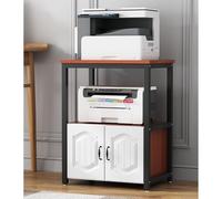 Floor-Standing Printer Stand with Storage,Mobile Printer Cabinet for Home Office,Metal Frame 3-Layer Storage Multifunction Printer,file cabinet with shelves,for Home Office(Black/red,W40cm/15.7in)