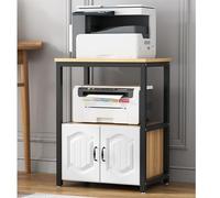 Floor-Standing Printer Stand with Storage,Mobile Printer Cabinet for Home Office,Metal Frame 3-Layer Storage Multifunction Printer,file cabinet with shelves,for Home Office(Black/brown,W50cm/20in)