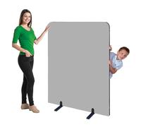 Floor Standing School Partition Screen Room Divider, 1450 x 1200 mm, Glass Grey Woven cloth covered,Rounded Corners & upper edges with Black PVC Trim - Ideal for Pre-School, Library, Office, Display