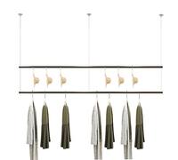 Floor-Standing Solid Wood Rotating Coat Rack,Double Layer Display Rack & Stand With Ceiling Hanger - Commercial Garment Racks For Retail Stores, Elegant Golden Yellow, 80Cm Height, Perfect F,B-200Cm