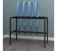Floor Standing Tennis Racquet Holder, Iron Tennis Racket Storage Rack with Anti-Scratch Sponge, Large Capacity Garage Badminton Racket Organizer (Black)