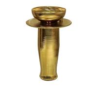 Floor Standing Vanity Sink, Golden Corrugation Sink Washbasin, 3-Pieces Ceramic Column Basin Combo, Faucet/Drain/Mirror,A-One Size