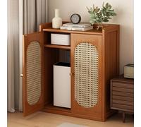 Floor Standing WiFi Router Storage Cabinet Rattan & Bamboo Accent Box with Strong Legs Home & Officefor Modems 60x25x66cm/23.6x9.8x26in