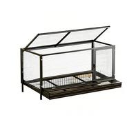 Floor-Standing Wire Mesh Chicken Coop, Double-Door Design, Lock Mechanism, Enlarged Skylight, and High-Density Mesh, Suitable for Hens and Ducks, Large-Black