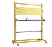 Floor-Standing Wrap Dispenser with Brake Wheel for Efficient Material Cutting and Handling in Packaging Operations