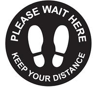 Floor Stickers Vinyl Signage Graphic Please Wait Here - Keep Your Distance Black (3, Black)