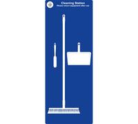 Floor Sweeping Cleaning Station Shadow Board (Blue- with products)