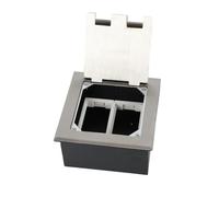 Floor Tank Floor Socket Made of Stainless Steel, Built-in Socket, Floor Recessed Socket Box, Optional Inserts for Self-Assembly, 2/4/6 Compartments, Ground Level Sockets (2 Compartments 146 x 165 mm)