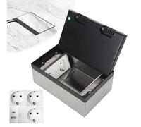 Floor Tank Floor Socket, Recessed Socket, Stainless Steel Built-in Socket, Waterproof Floor Recessed Socket, Invisible Socket Box, Built-in Sockets for Floor, Kitchen, Office (Black, Slant-3AC-CAT5