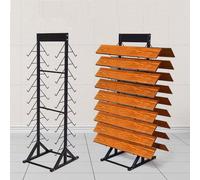 Floor Tile Display Rack, Heavy-Duty Metal Sample Holder for Showroom (Black 18 Pieces)
