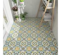 Floor Tile Self Adhesive Vinyl Flooring Peel and Stick Floor Tiles Waterproof for Bathroom Kitchen Living Room Inner Porch Colorful Moroccan 30x30cm 20 Pcs(1.8㎡)