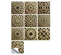 Floor Tiles Self Adhesive 10pcs Retro Pattern Matte Surface Tiles Sticker Transfers Covers for Kitchen Bathroom Tables Floor(Style15,15cmX15cmX10pcs)