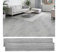 Floor Tiles Self Adhesive, 36Pcs/5.02m² Vinyl Flooring, Wood Effect Peel and Stick Flooring, Waterproof Flooring Tiles Self Adhesive for Bedroom Living Room Kitchen Bathroom Office(Light gray)