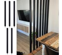 Floor-to-Ceiling Black Room Divider - Wooden Slats Partit for Living Room Dining Study - DIY Separator No Drill Inllat 5pcs 110cm/43.3in Height