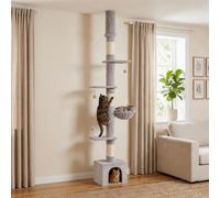 Floor to Ceiling Cat Tree, 230-250cm Multi-Level Cat Tower w/ Adjustable Height