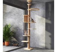 Floor to Ceiling Cat Tree, Adjustable Height (95-98In,104.3-108.2In) with Width 4.33 in Scratching Post, Cat Hammock, Fully Wrapped with Sisal Rope, Heavy Duty Cat Tree