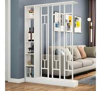 Floor to Ceiling Privacy Screen Room Divider with Storage Compartments, Freestanding Partition Post and Shelves for Living Room, Studies, Home Office