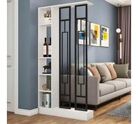 Floor to Ceiling Privacy Screen Room Divider with Storage Compartments, Freestanding Partition Post and Shelves for Living Room, Studies, Home Office
