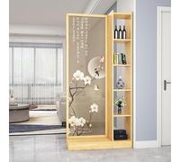 Floor to Ceiling Privacy Screen, Wood Display Partition with Shelves, Storage Cabinet for Home Office Decorative Use, Original Wood, 90cm Height