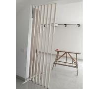 Floor to Ceiling Wall Post Partitions Screens， Adjustable Metal Room Divider Post, White, 200-240cm, No Drilling, 200kg Load(205cm/6.7ft/80.7" High)