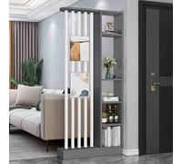 Floor to Ceiling Wall Post Partitions Screens Room Dividers,Wall Room Divider, Entrance Hall Partition Screen Column Floor to Ceiling,Wood Room Divider Screen（with Storage Shelf）(C,80cm/31.5in)