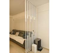 Floor to Ceiling Wall Post Partitions Screens， White Screen Separator Adjustable Partition Wall, 9pcs Floor To Ceiling, 200-240cm Height, No Drilling(220cm/7.2ft/86.6" High)