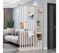 Floor to Ceiling Wooden Slats Room DividerStylish Partition Screen with Storage Shelf for Entrance Hall Teahouse Coffee Shop120cm / 47.2in Wall Separation Decor