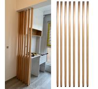 Floor To Ceiling Wooden Wall Partition Post Room Divider, Wood Slats Screen Partition Posts, Customizable Entrance Hall Partitions Screen Column(Natural Wood Tone,H 155cm/5ft)