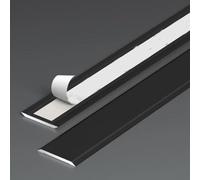 Floor Transition Strip 35.4x0.8in Aluminum Floor Flat Divider Strip Self Adhesive Threshold Strips, for Doorway Gap Covering(Black,2Pcs)