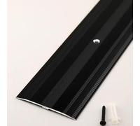 Floor Transition Strip Aluminum, 35.4in/90cm Metal Non Slip Threshold Strip Cover Gap Within 5cm Flooring Material Golden(Black,1Pcs)