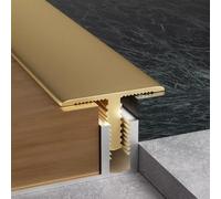 Floor Transition Strip Brass Floor Transition Strips for Wood & Tile, T Molding Flooring Divider Cover Tile to Laminate, Narrow Threshold Ramp for Doorway Decoration(100x3.6cm/39.4"x1.42")