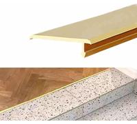 Floor Transition Strip Floor Divider Strip, Brushed Brass Threshold Strip T Molding, Gap Connecting Gap Covering Joining Strips, 1m Long(3.5x1cm(1.38"x0.39"))