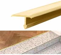 Floor Transition Strip Floor Divider Strip, Brushed Brass Threshold Strip T Molding, Gap Connecting Gap Covering Joining Strips, 1m Long(1.5x1cm(0.59"x0.39"))