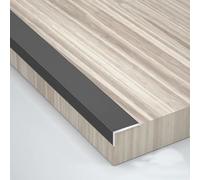 Floor Transition Strip Metal Stair Nose Protector Guard for Wooden Step, L-Shaped Walls Nosing Cover for Tile & Concrete, Wear-Resistant Step Treadmill for Outdoor(Black)