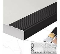 Floor Transition Strips Door Strip, Stair Edge Protector Strips Aluminium Stair Nose Molding Non-Slip Stair Nosing Treads Threshold Stair Covers, Safetys Corner Edge Guard Strip, Step Edge Trim(Black,