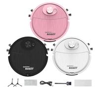 Floor Vacuum Robot, Cleaner Sweeping Robot, Button Control Automatic Vacuum, USB Rechargeable Cleaning Robot, 3 Cleaning Modes Quiet Vacuum Cleaner for Ceramic Tile, Stone, Laminate, Wood (Pink)