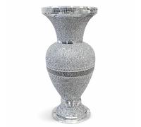 Floor Vase XXL Crushed Diamond Crystal Sparkly Silver Mirrored Floor Vase Border - 40X60Cm