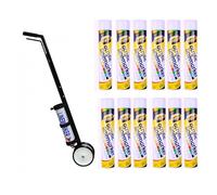 Floor White Line Marker Spray Paint X12 aerosols & 1x Premium 2 Wheel Line Marker Spray Paint Applicator.For Schools, Sports Surfaces, Industrial marking,Safety Marking (12x White & 1x 2Wheel)