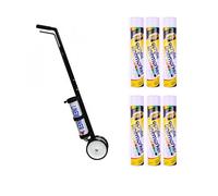 Floor White Line Marker Spray Paint X6 aerosols & 1x Premium 2 Wheel Line Marker Spray Paint Applicator.For Schools, Sports Surfaces, Industrial marking,Safety Marking (6x White & 1x 2Wheel)