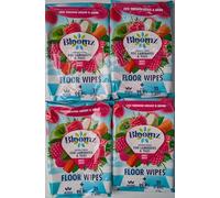 Floor Wipes - 4 x 25 XL Wipes (100 Total) | Berry Burst Fragrance | For Laminate, Tiles, Vinyl & Wood Floors | Biodegradable Plant Based