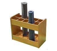 Floor Yoga Mat Storage Rack, Gym Foam Roller/Carpet Storage Holder for Home/Yoga Studio, Hold 10 Mats, brown-84.6×36×50cm