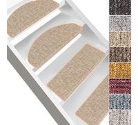 Floordirekt Alto Stair Mat - Stair Protection with Angle Rail and Adhesive Strips - Rectangular or Rectangular - Made in Germany - Stair Carpet (Rectangular, Beige)