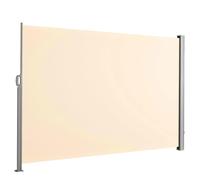 Floordirekt Aluminium Side Awning, 180 x 450 cm, Beige, Extendable Privacy and Sun Protection for Balcony and Patio, Polyester 280 g/m² (PU), UV Protection UPF50+, with Floor Bracket